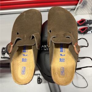 Birkenstock Olive Suede Clogs